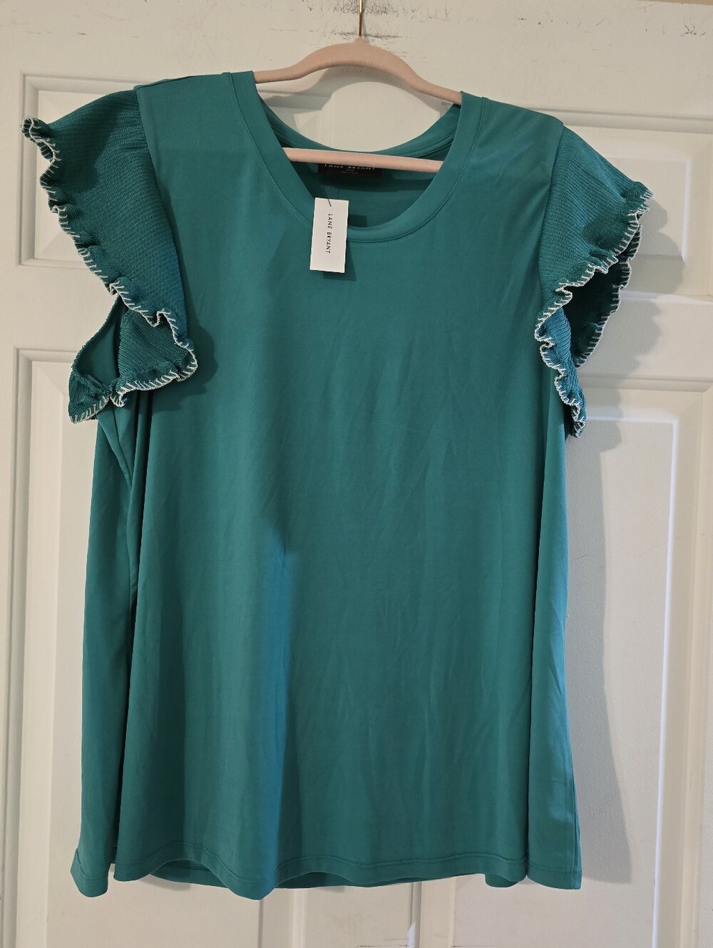 Lane Bryant Teal Ruffle Sleeve Tank Top
